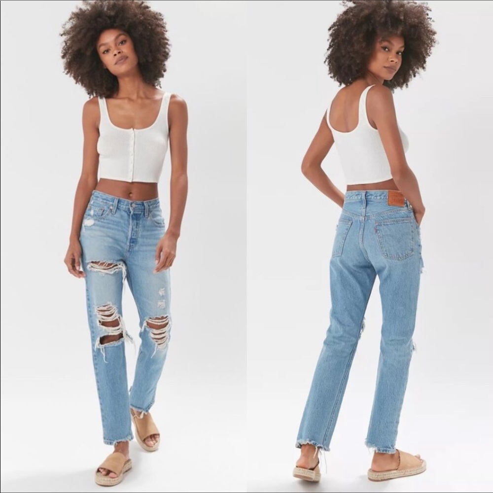 NEW Levi's 501 Straight Distressed Jeans Luxor